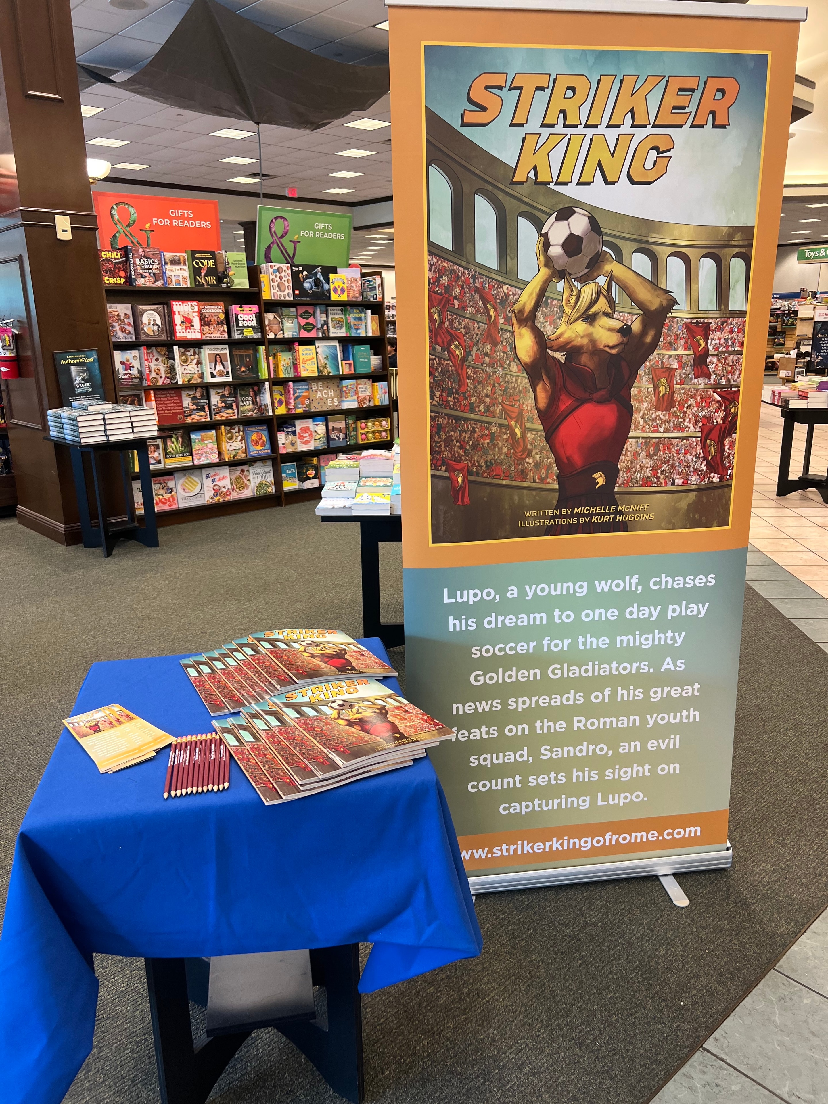 Striker King poster display at Barnes & Noble